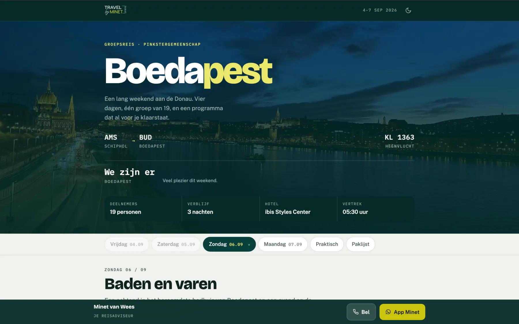 Boedapest, groepsreis-app