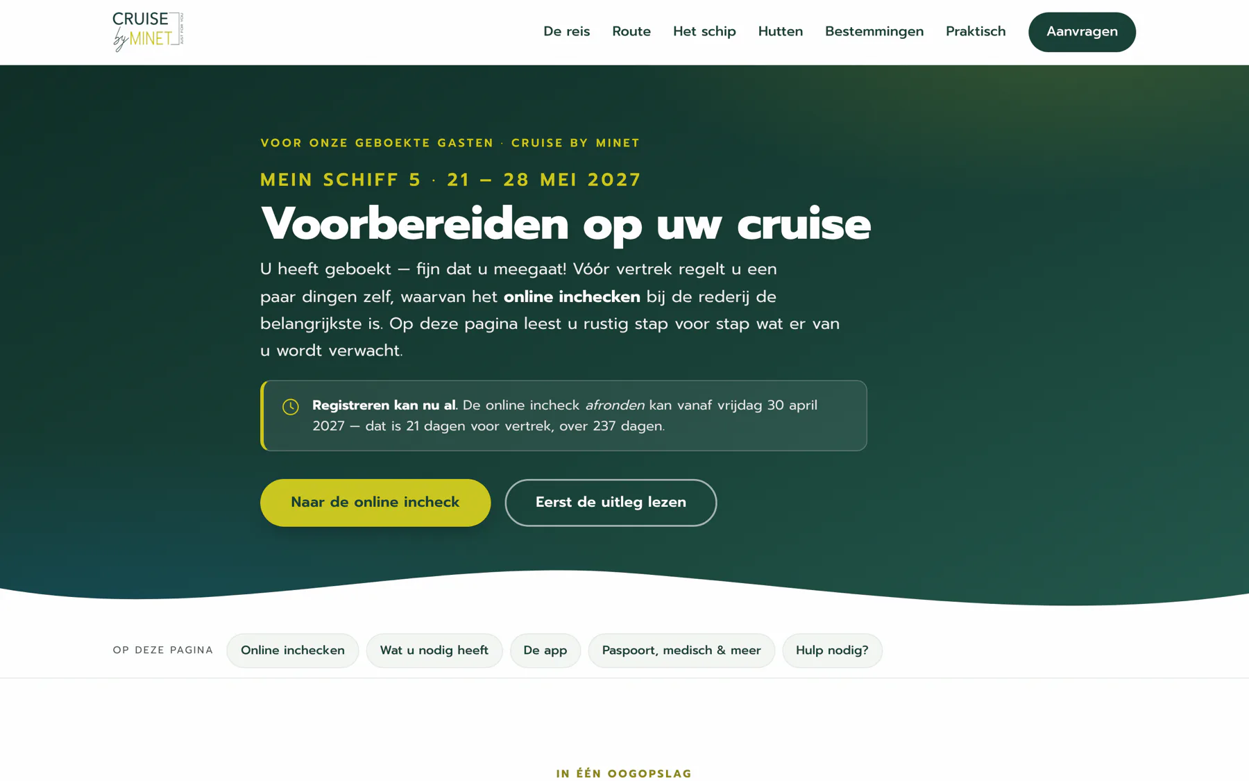 De pagina die het meeste werk scheelt: online inchecken bij een Duitse rederij, stap voor stap, met een woordenlijstje erbij.
