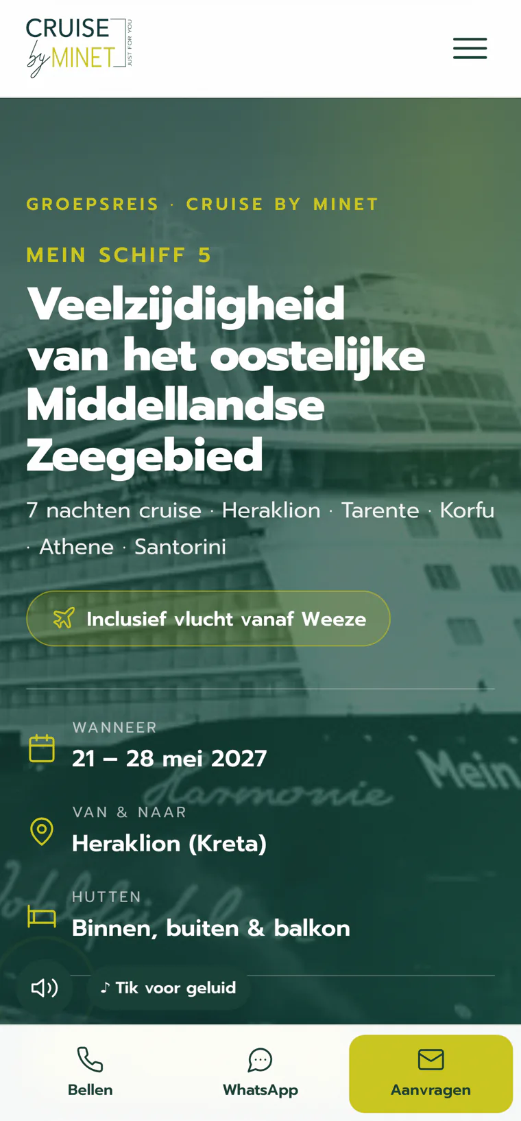 Met een vaste contactbalk onderin, want een groepsreis verkoopt zich met een telefoontje.