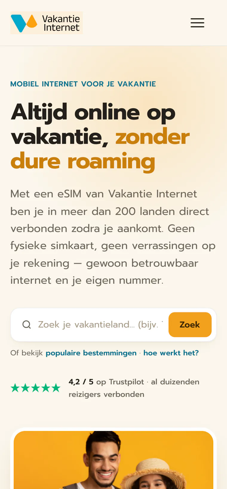 Vakantie Internet op een telefoon