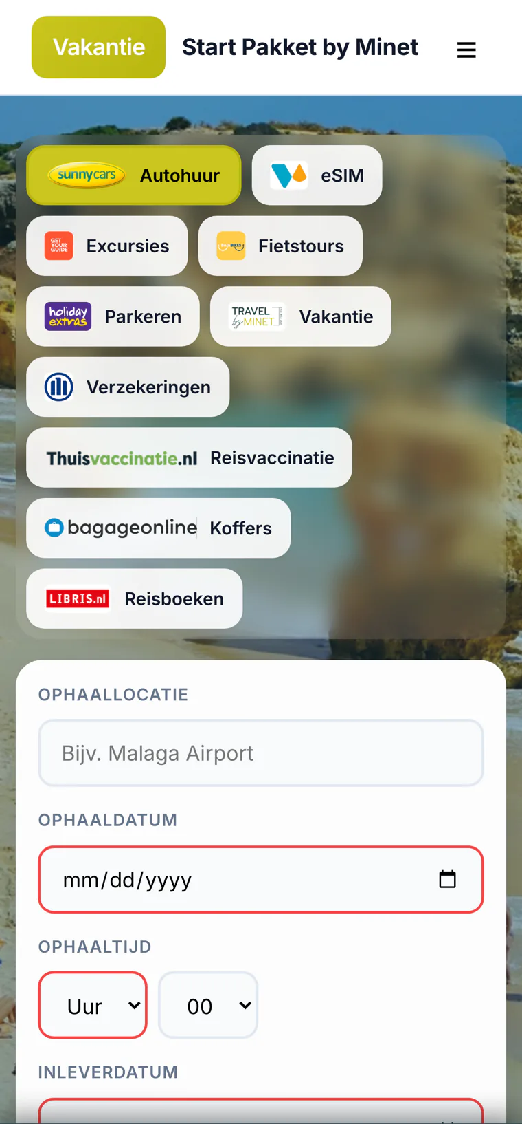 Vakantie Start Pakket op een telefoon