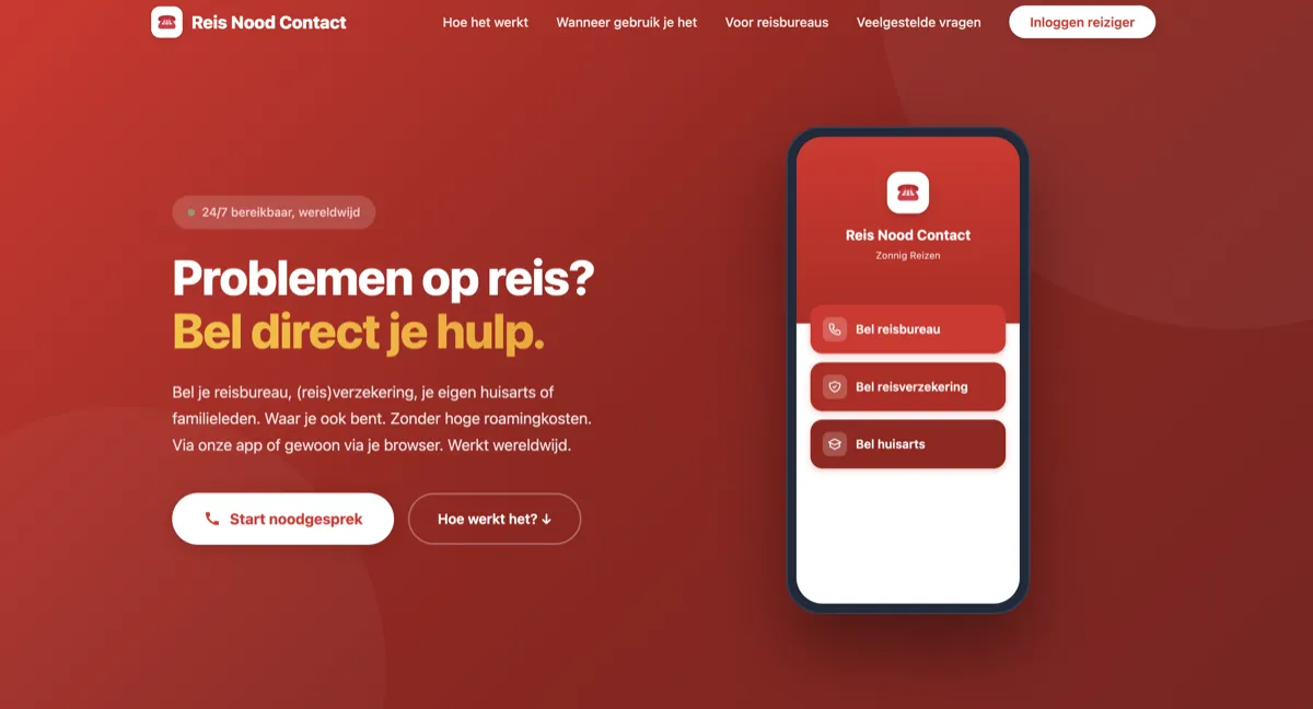 Reis Noodcontact screenshot